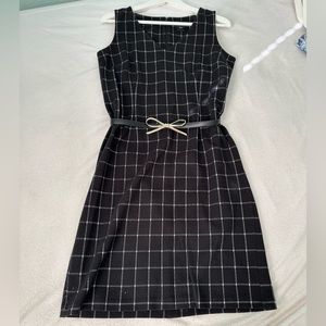 Ann Taylor Belted plaid black Dress